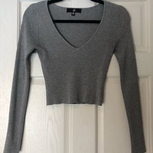 Misguided Grey long sleeve Sweater crop top